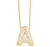 Initial Necklace Bubble Letter