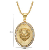 Oval Lion Pendant | Titanium Steel
