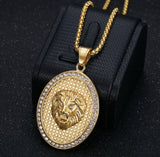 Oval Lion Pendant | Titanium Steel