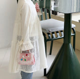 Girls Cotton and Linen Cute Square Flipover Crossbody Bag