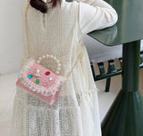 Girls Cotton and Linen Cute Square Flipover Crossbody Bag
