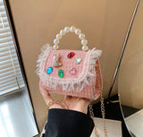 Girls Cotton and Linen Cute Square Flipover Crossbody Bag