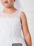 Illusion Neckline Dress With Lace Applique and Lace Hem
