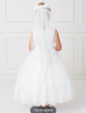 Illusion Neckline Dress With Lace Applique and Lace Hem