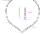 V Shaped Princess Cut Necklace and Earrings Set