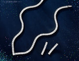 V Shaped Princess Cut Necklace and Earrings Set