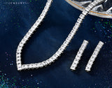 V Shaped Princess Cut Necklace and Earrings Set