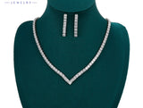 V Shaped Princess Cut Necklace and Earrings Set