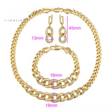Gold Link 3 Piece Jewelry Set Luxury Series