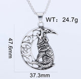 Howl Pendant Wolf and Crescent Moon Necklace