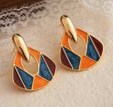 Retro Radiance Geometric Drop Earrings