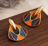 Retro Radiance Geometric Drop Earrings