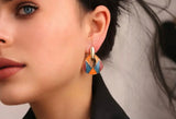 Retro Radiance Geometric Drop Earrings