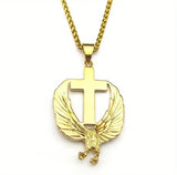 Soaring Faith Eagle Cross Pendant Necklace