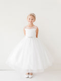 Illusion Neckline Dress with Rhinestone Belt