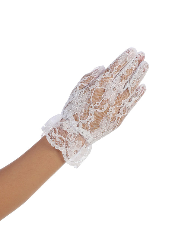 Girls Wrist Length Lace Gloves
