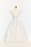 Full Length Dress With Pearl Bodice and Tulle Skirt