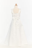 Satin A-line Dress with Floral Leaf Embroidery