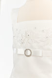 Satin A-line Dress with Floral Leaf Embroidery