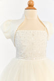 Full Length Dress With Pearl Bodice and Tulle Skirt