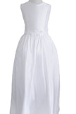 White Full-Length Dress with Floral Waistband