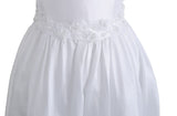 White Full-Length Dress with Floral Waistband