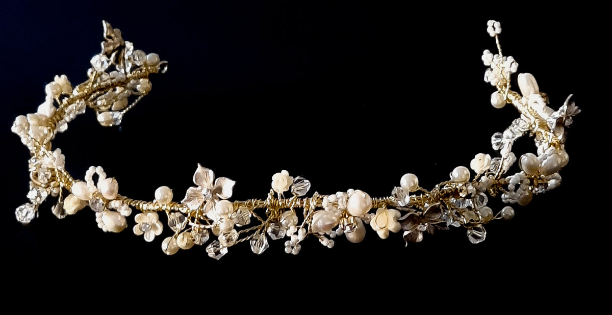 Beaded & Sequinned Vine Plum Branch and Blossom Lace - OneYard