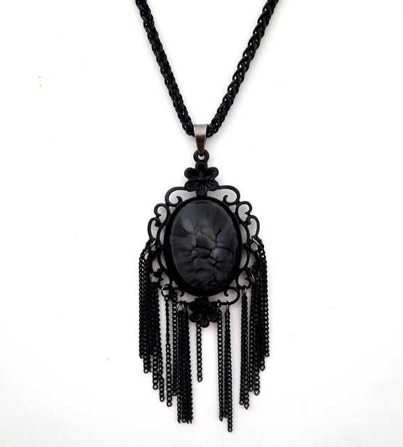 Womens Black Gothic Tassel Necklace