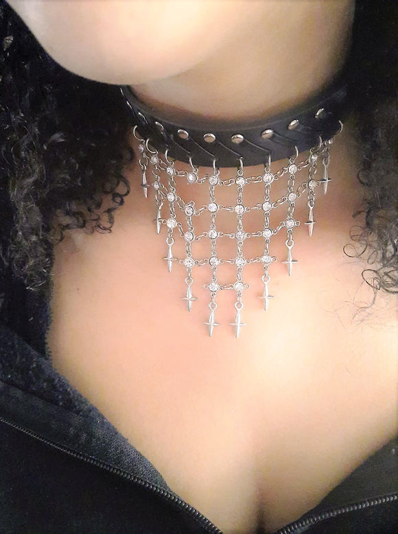 Choker with Hanging Crosses