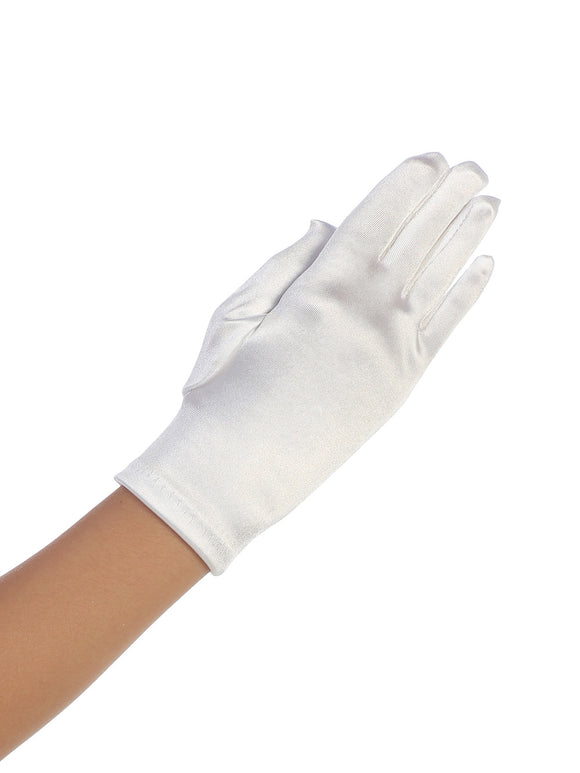 Girls Wrist Length Satin Gloves