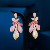 Blush Bloom Pavé Drop Earrings