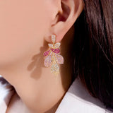 Blush Bloom Pavé Drop Earrings