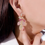 Blush Bloom Pavé Drop Earrings