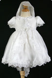 Baptism Dress With Organza Overlay and Lace Applique