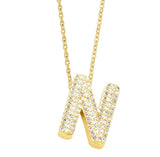 Initial Necklace Bubble Letter