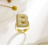 Bubble Letter Copper Inlay Zircon Rings