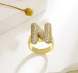 Bubble Letter Copper Inlay Zircon Rings