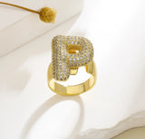 Bubble Letter Copper Inlay Zircon Rings