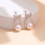 Pearl and Bow Drop Earrings