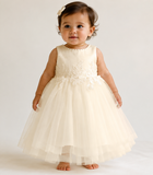 Satin and Tulle Dress With Lace Applique Waistline