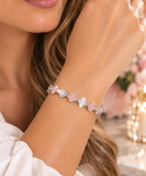 Pink Clover Crystal Bangle Bracelet