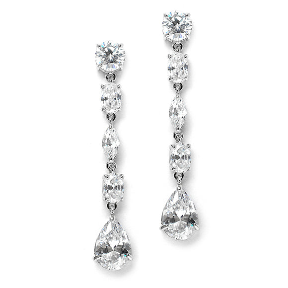 Cubic Zirconia Linear Earrings | Wedding | Prom