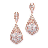 Art Deco Bridal Earrings | Rose Gold or Silver