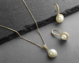 Freshwater Pearl Necklace Set with Inlaid CZ Frame