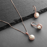 Freshwater Pearl Necklace Set with Inlaid CZ Frame