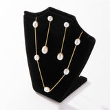 Floating Pearl Necklace and Earrings Set on Thin Link Chain | Freshwater Pearls