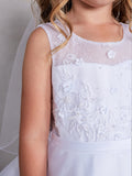 A Line Dress with 3D Lace Applique and Organza Skirt | Communion | Flower Girl |