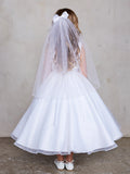 A Line Dress with 3D Lace Applique and Organza Skirt | Communion | Flower Girl |