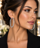 Silver Crystal Hoop Earrings for Women - Elegant Rhinestone Statement Jewelry