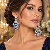 Luxury Multicolor Cubic Zirconia Chandelier Earrings